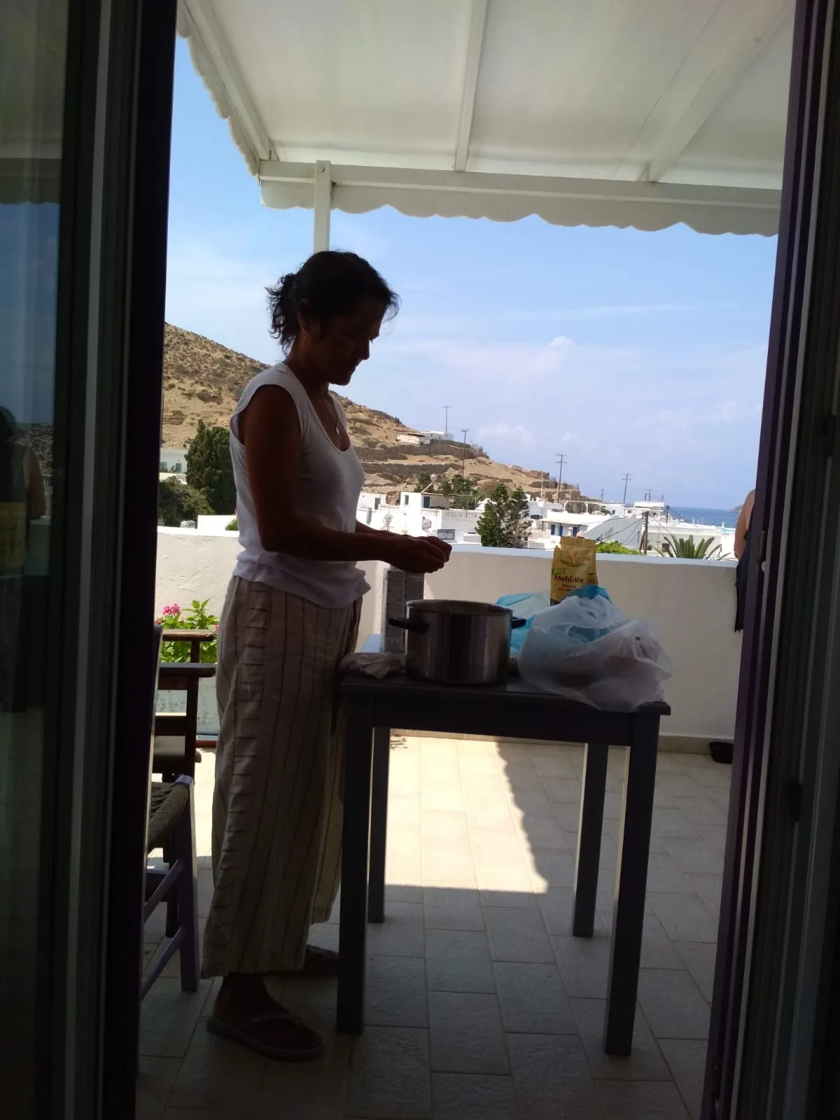 Cooking ceviche in Amorgos