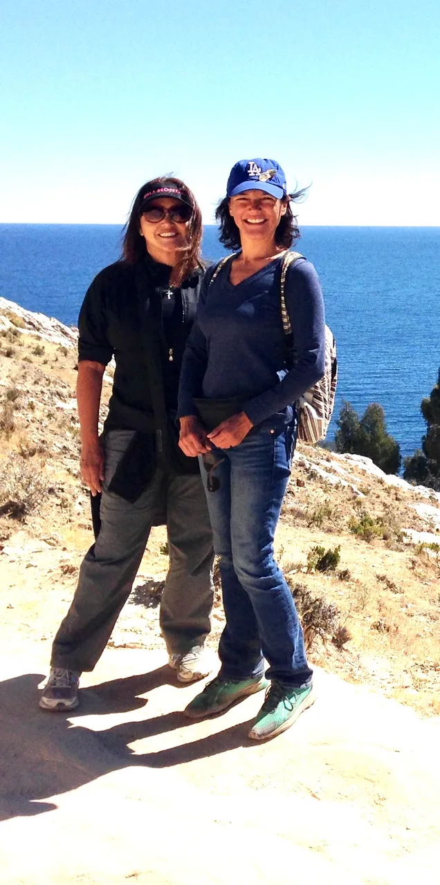 Adela and I in Isla del Sol in Peru.