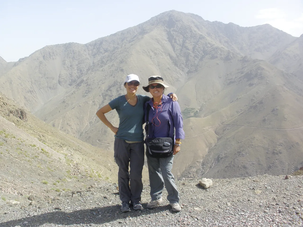Adela and I trekking in the Atlas Mountains in Morocco